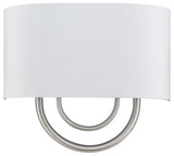 Stratton 2 Light Brushed Nickel ADA Sconce with Hand Crafted Off-White Shade