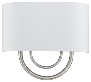 Stratton 2 Light Brushed Nickel ADA Sconce with Hand Crafted Off-White Shade
