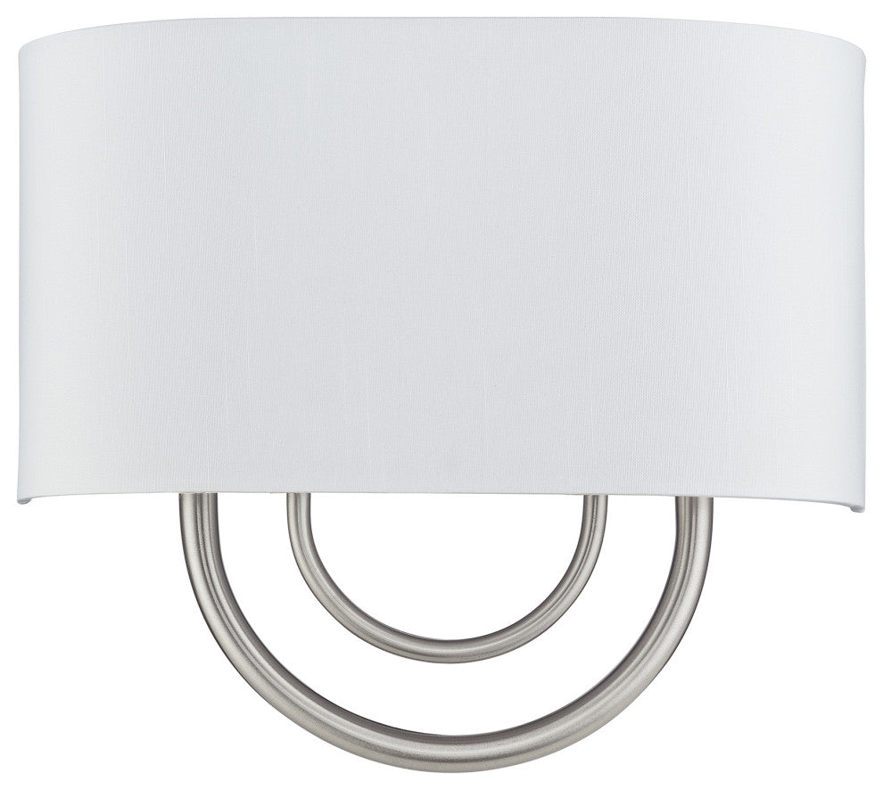 Stratton 2 Light Brushed Nickel ADA Sconce with Hand Crafted Off-White Shade