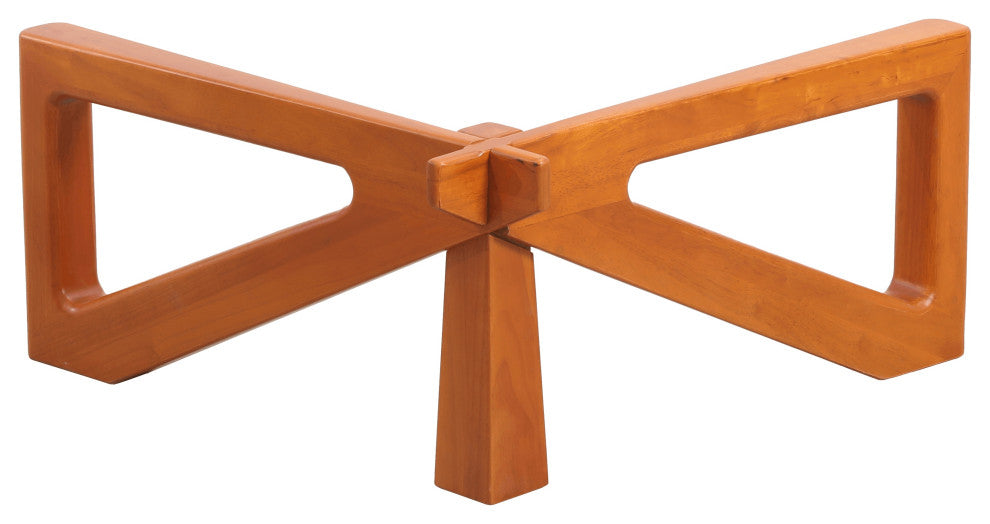 LeisureMod Imperial Interlocking Wooden Triangle Coffee Table Base, Light Walnut