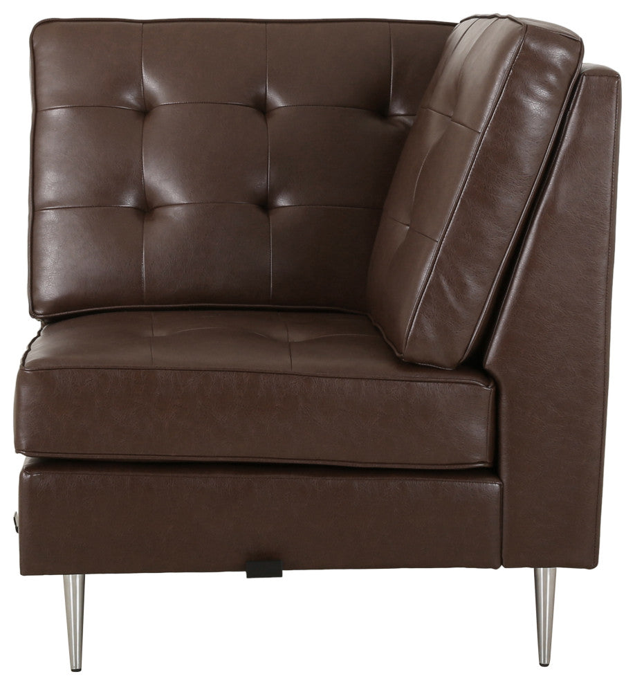 Goliath Contemporary Faux Leather Tufted 5 Seater Sectional Sofa Set