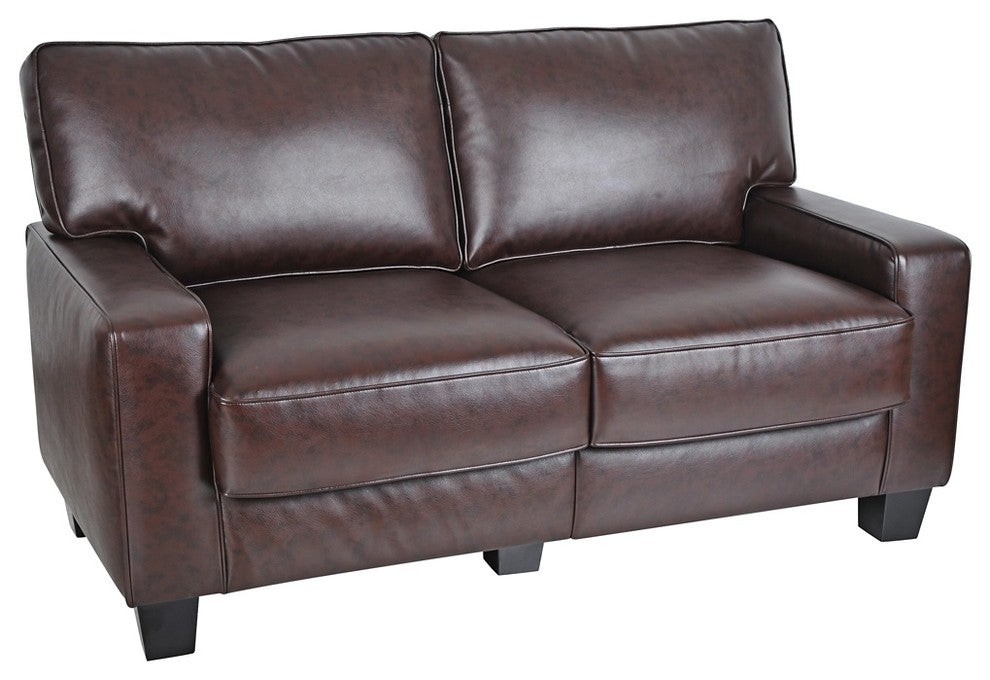Serta Palisades 61" Track Arm Sofa Loveseat with Removable Covers Chestnut Brown