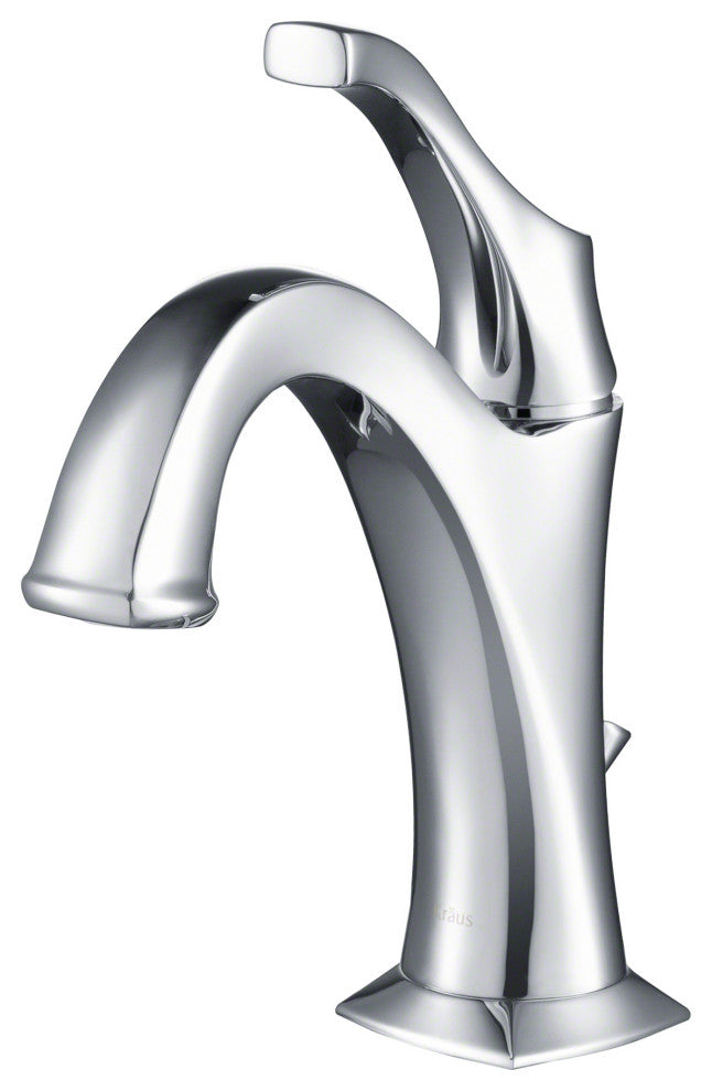 Kraus Arlo Single Handle Basin Faucet, Lift Rod Drain, Chrome, Set of 2