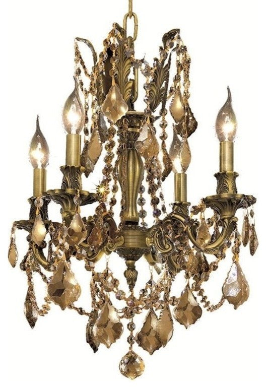 Elegant Rosalia Dining Room Light, Antique Bronze Finish With Royal Cut Crystal