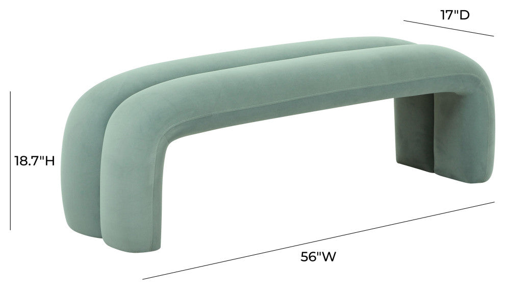 Leigh Green Velvet Channeled Bench - Green
