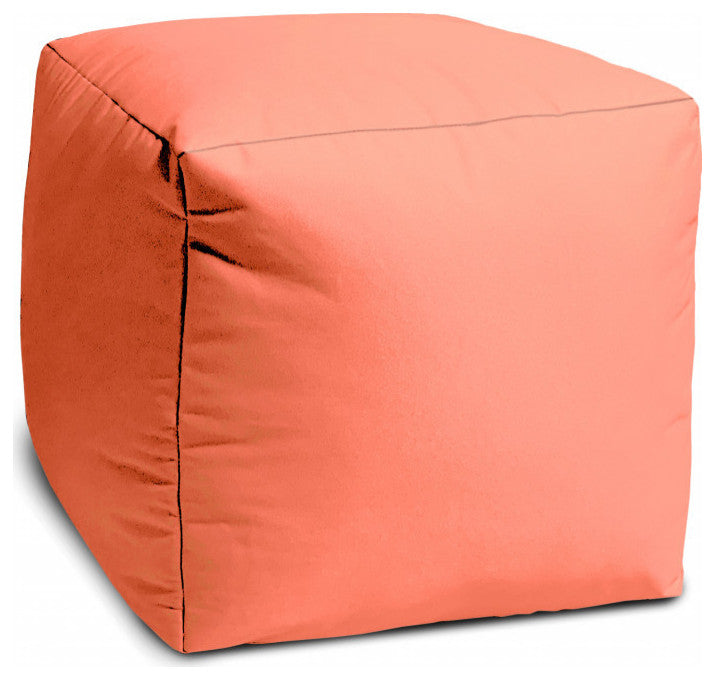 17  Cool Flamingo Coral Solid Color Indoor Outdoor Pouf Cover