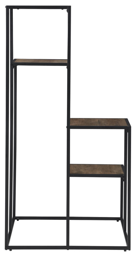 4-Tier Display Shelf, Black and Rustic Brown