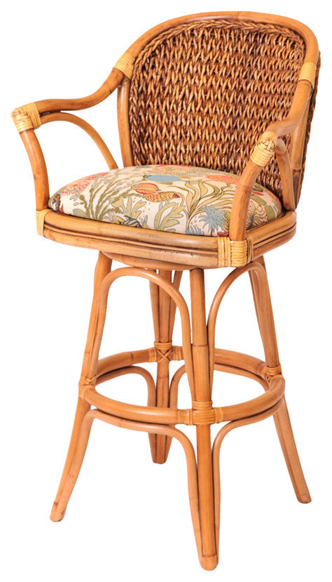 Panama 24" Swivel Barstool In Antique Honey With Dum Dum Natural
