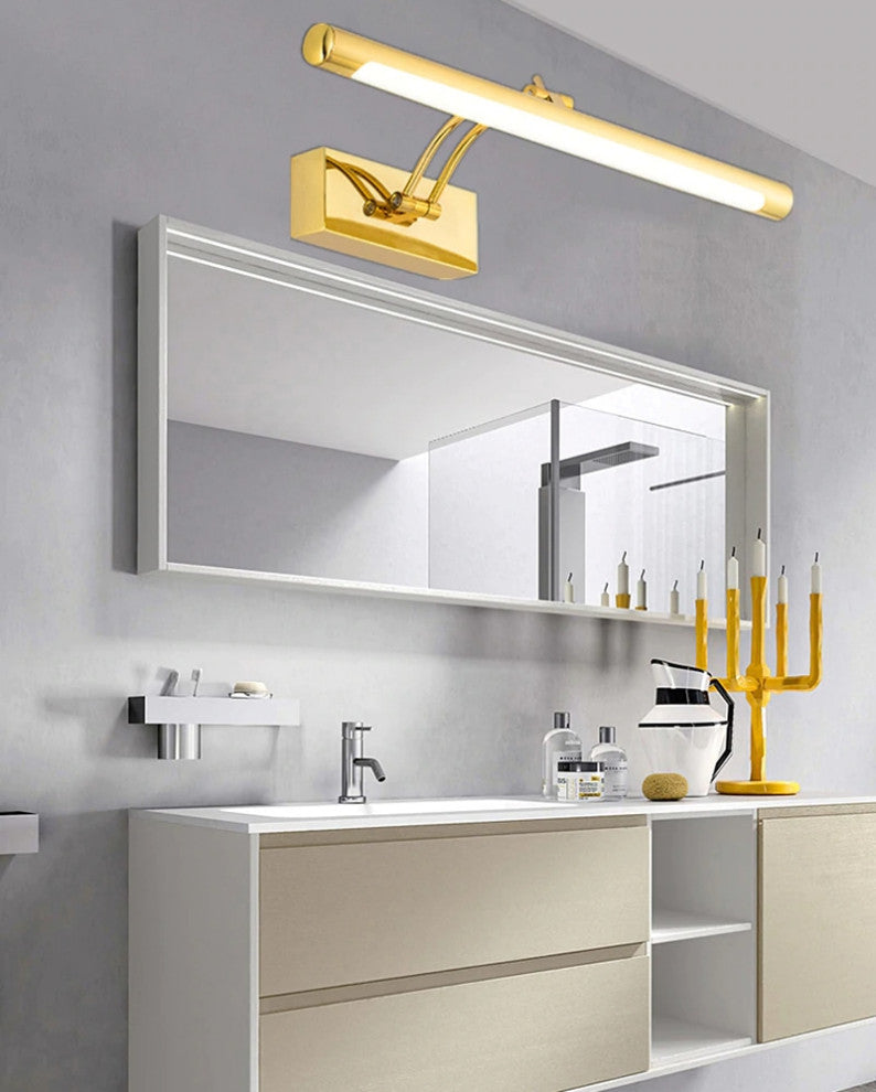 Figueres | Gold/Chrome Modern Wall Mirror Lamp, Gold, 30