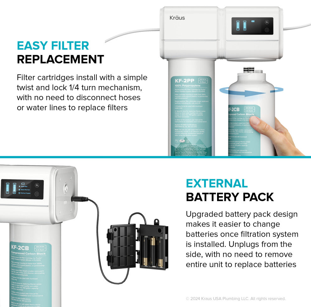 Purita 2-Stage Under Sink Water Filtration System with Digital Display Monitor