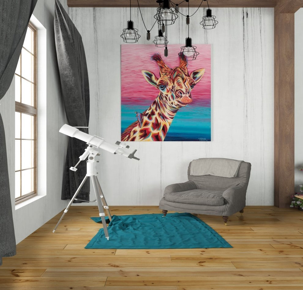 Sky High Giraffe I' by Carolee Vitaletti Giclee Canvas Wall Art, 26"x30"