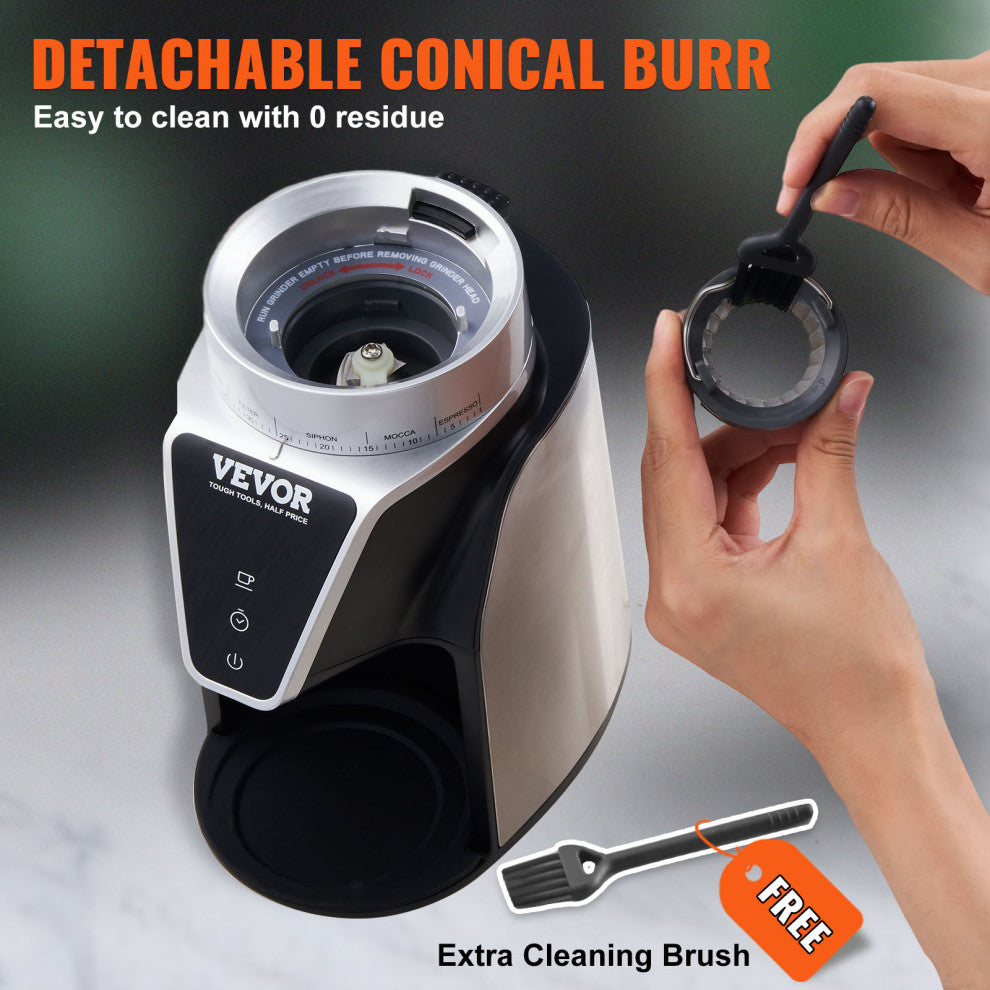 VEVOR Coffee Grinder 14 Cups Electric Burr Mill 40MM Conical Burrs for Espresso