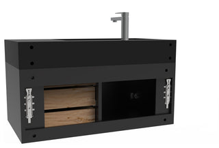 CastelloUSA Amazon 36" Wall Mount Vanity Set, Black, Black Top, Black Handles