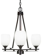 Uptowne 3-Light Chandelier, Dark Granite/White Linen