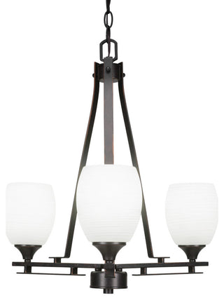 Uptowne 3-Light Chandelier, Dark Granite/White Linen