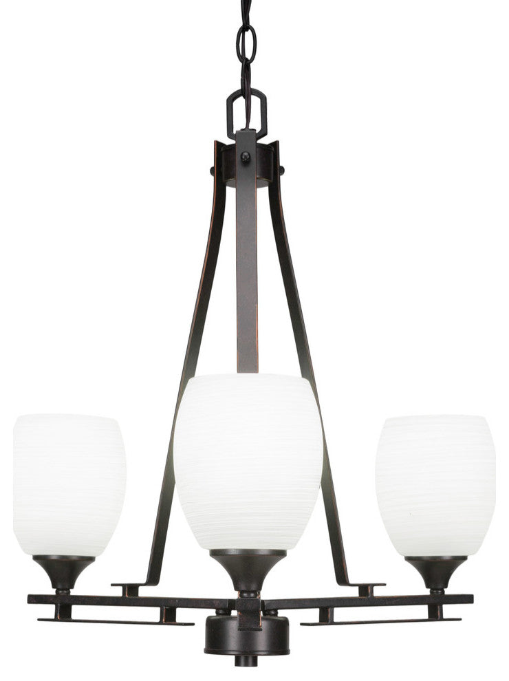 Uptowne 3-Light Chandelier, Dark Granite/White Linen