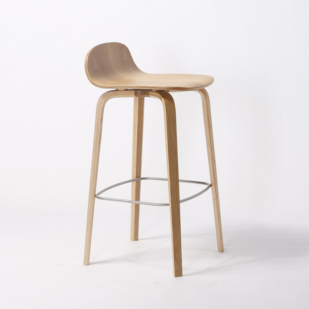 Elite Living Glen Modern 27" Wooden Counter Stool, Natural Brown