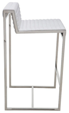 Zola Leather Counter Stool with Stainless Steel Frame, White
