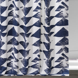 Traid Printed Cotton Twill Curtain, Indigo, 50"x108"