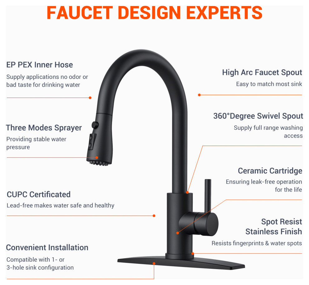 Kitchen Faucet With Pull Down Sprayer, Brushed Nickel