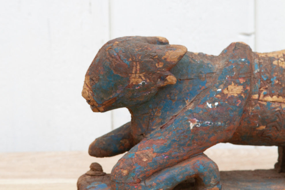 Ancient Indian Wooden Nandi Figure