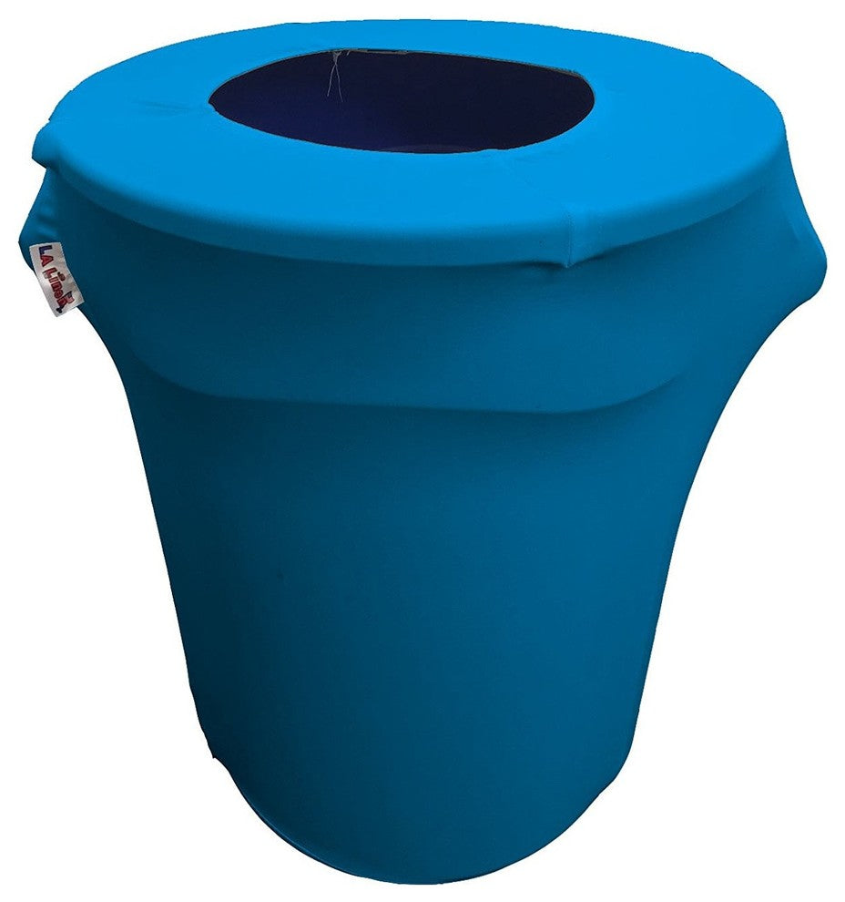 LA Linen Stretch Spandex Trash Can Cover, 32 gal. Round, Turquoise
