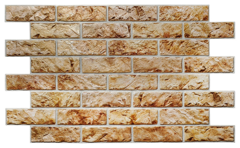 Copper Brown Bricks 3D Wall Panels, Set of 10, Covers 64 Sq Ft
