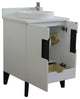 25" Single Sink Vanity, White Finish With Engineered Stone Top And Round Sink