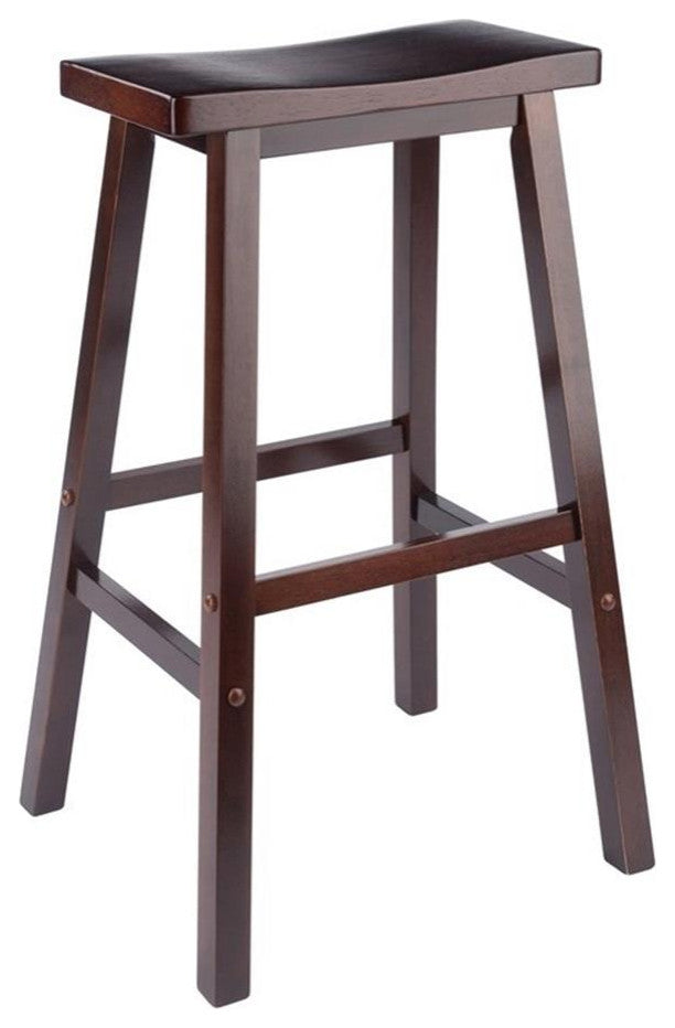 Winsome Satori Saddle Seat Bar Stool, 29", Walnut Finish