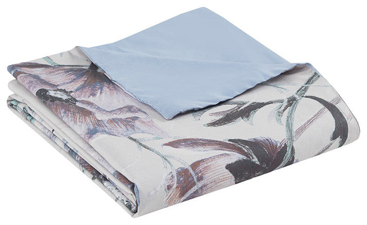 Madison Park Cassandra Shabby Chic Floral Cotton Duvet Cover Set, Blue