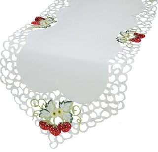 Strawberry Embroidered Cutwork 15"x72" Table Runner