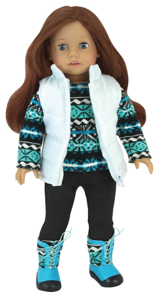 18" Dolls Sweater Leggings Vest and Boots Set