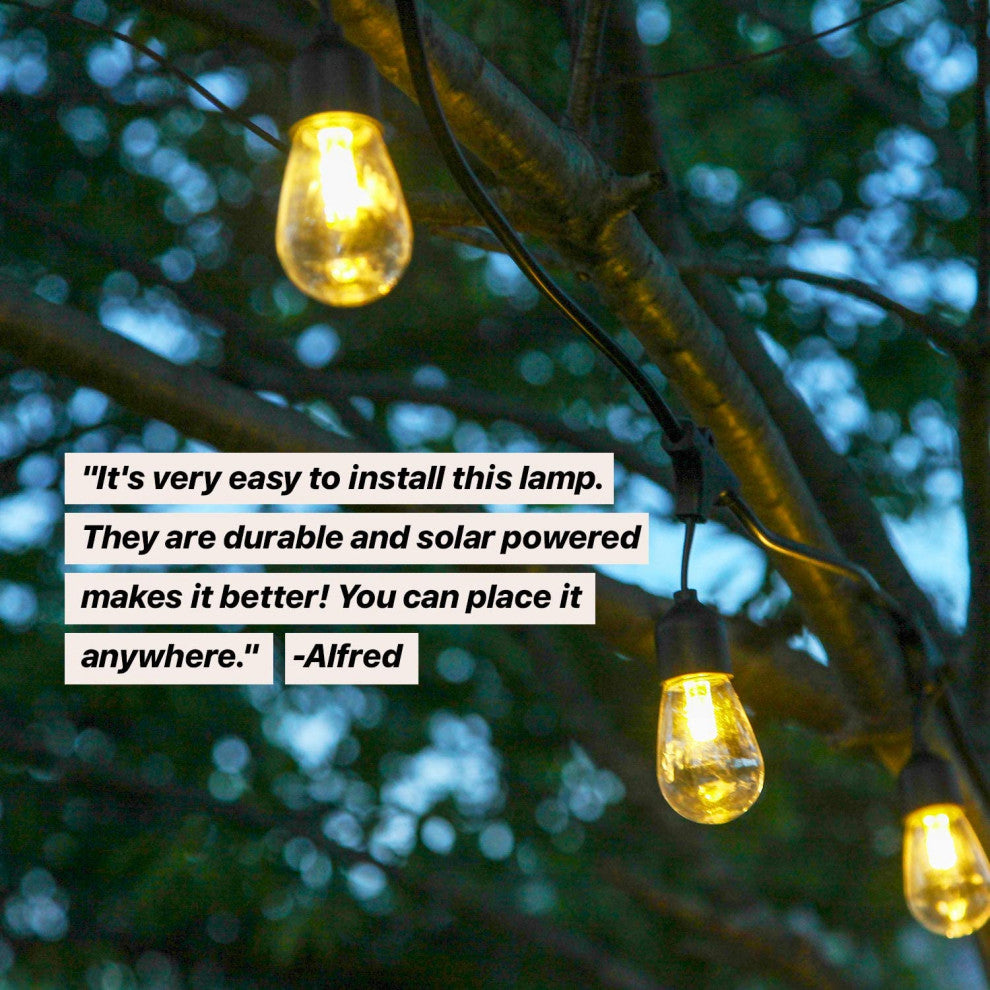 Ambience Pro, Waterproof, Solar Outdoor String Lights, Hanging, 2700K, 48'