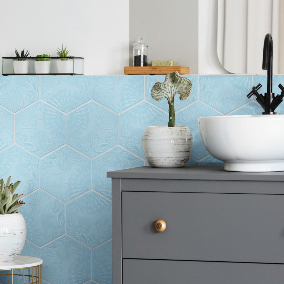 Gaudi Lux Hex Aqua Porcelain Floor and Wall Tile