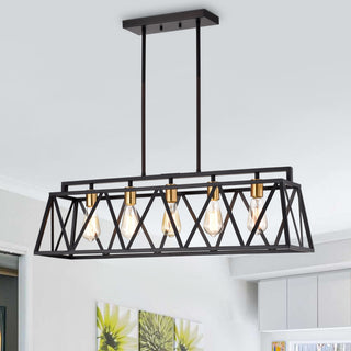 CHLOE Lighting IRONCLAD Industrial 5 Light Textured Black Pendant