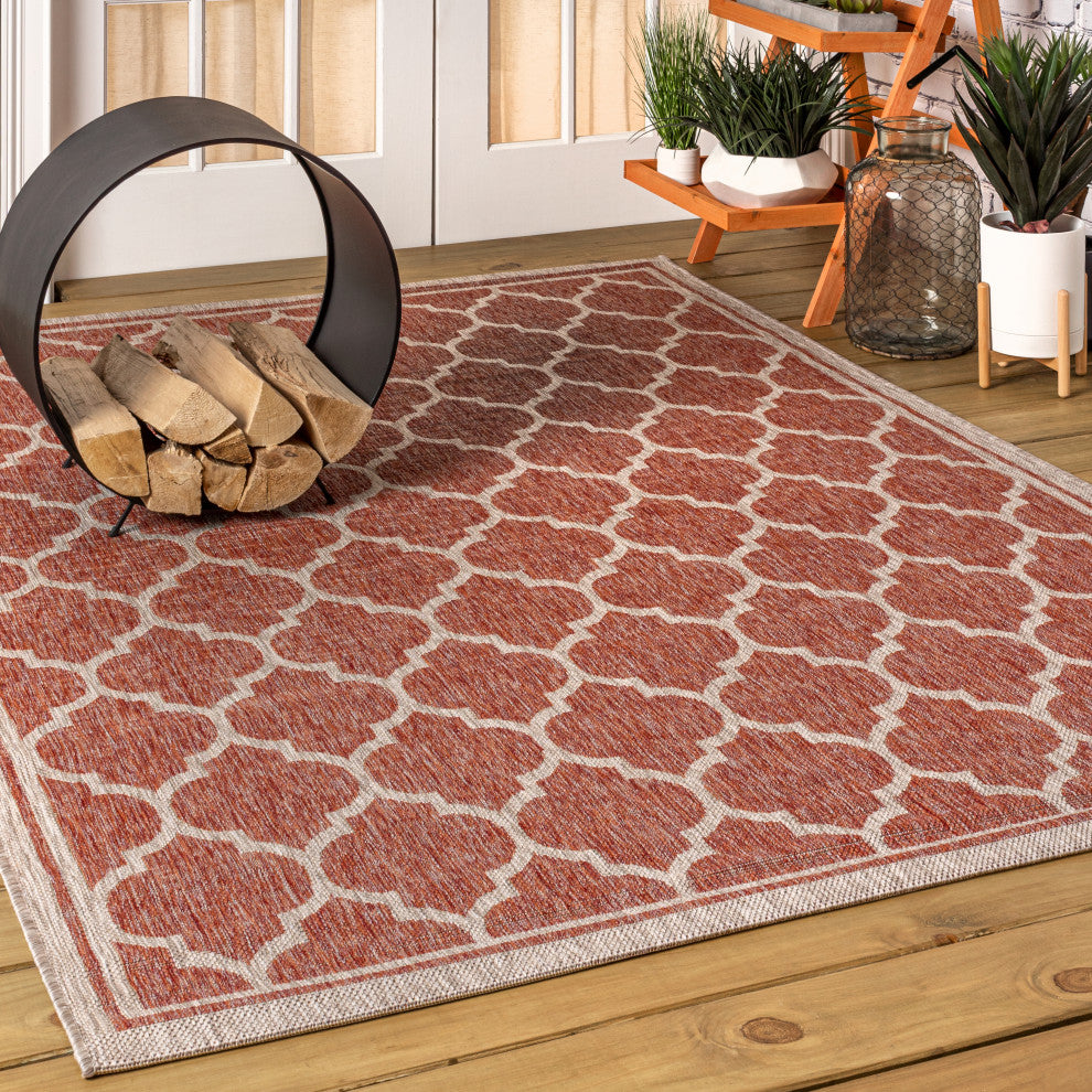 Trebol Moroccan Trellis Textured Weave Indoor/Outdoor Area Rug
