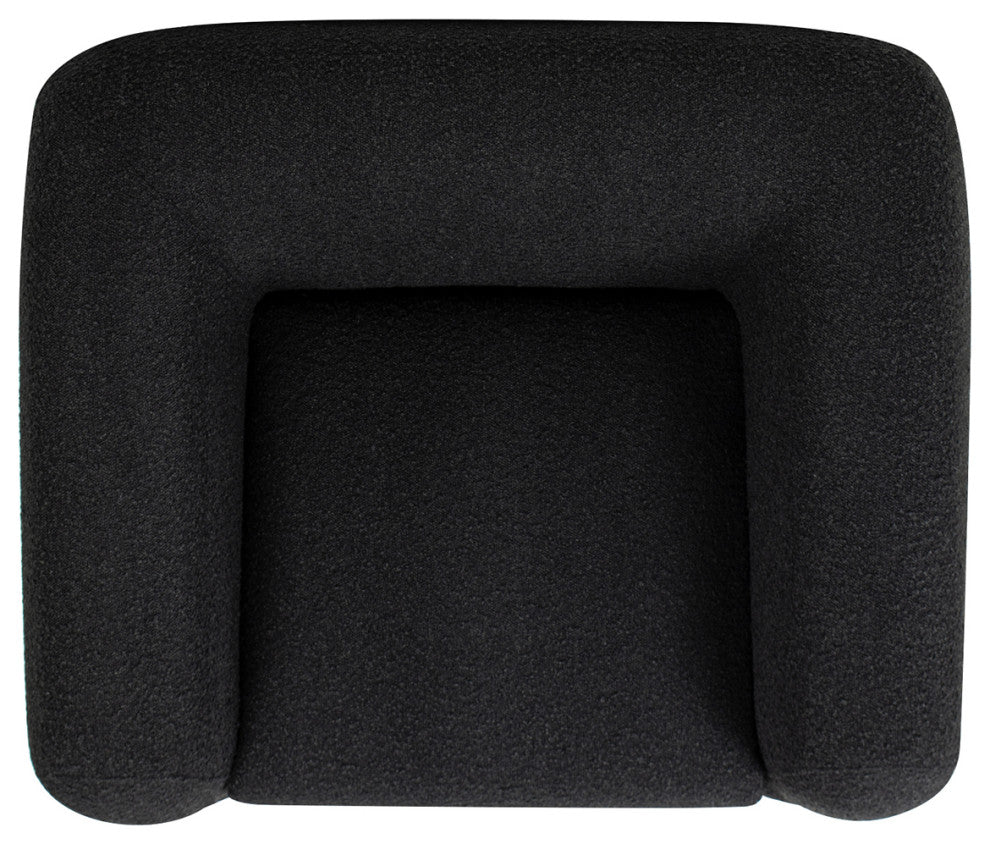 Alpine 44" Sherpa Arm Chair, Ebony Black Boucle