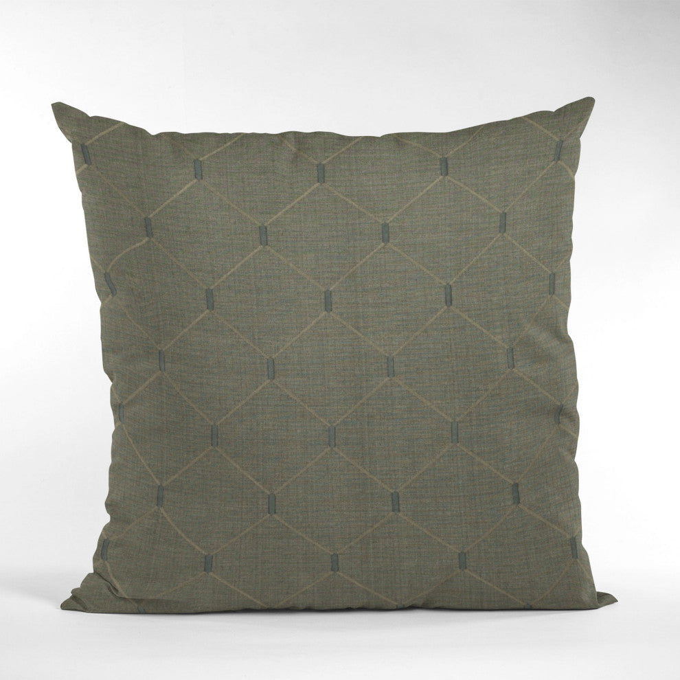 Slate Grey Kona Embroidery Luxury Throw Pillow, Double sided 22"x22"