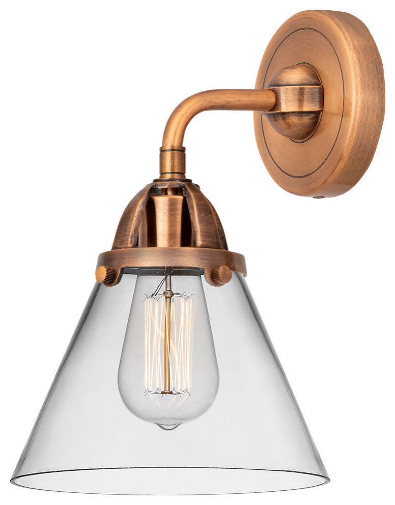 Large Cone Sconce, Antique Copper, Clear, Clear