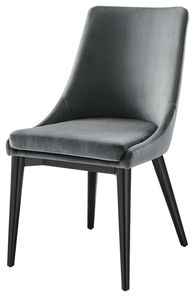 Side Dining Chair, Gray, Velvet, Modern, Kitchen Cafe Bistro Hospitality