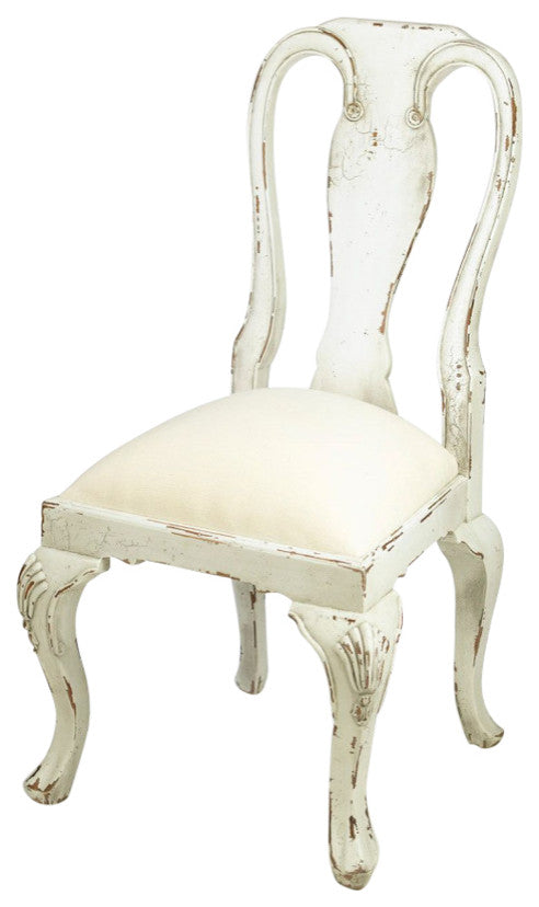 Wooden Upholstered Side Chair, White