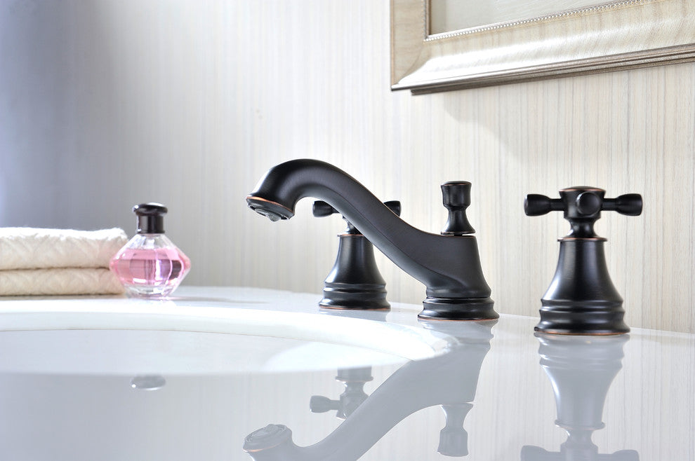 Melody 8" Widespread 2 Handle Mid-Arc Bathroom Faucet, Oil Rubbed Bronze