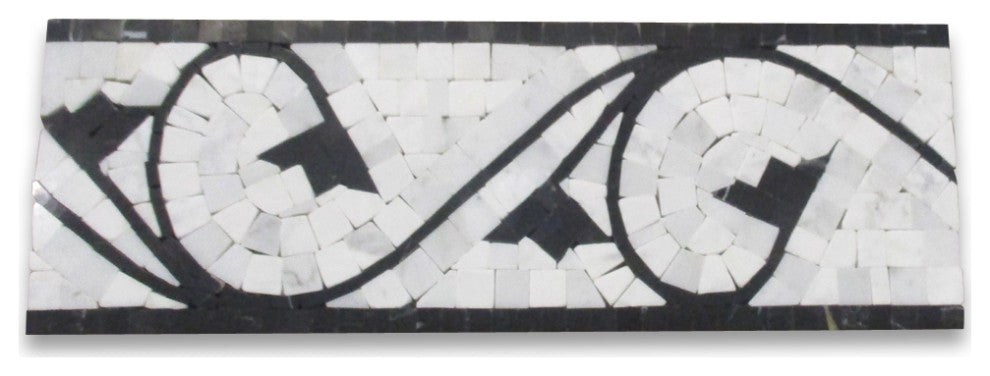 Marble Mosaic Border Listello Accent Tile Agean Bianco 5x14.5 Polished, 1 piece