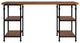 Industrial Desk, Black Sanded Metal Frame With Poplar Wood Top & Shelves, Oak