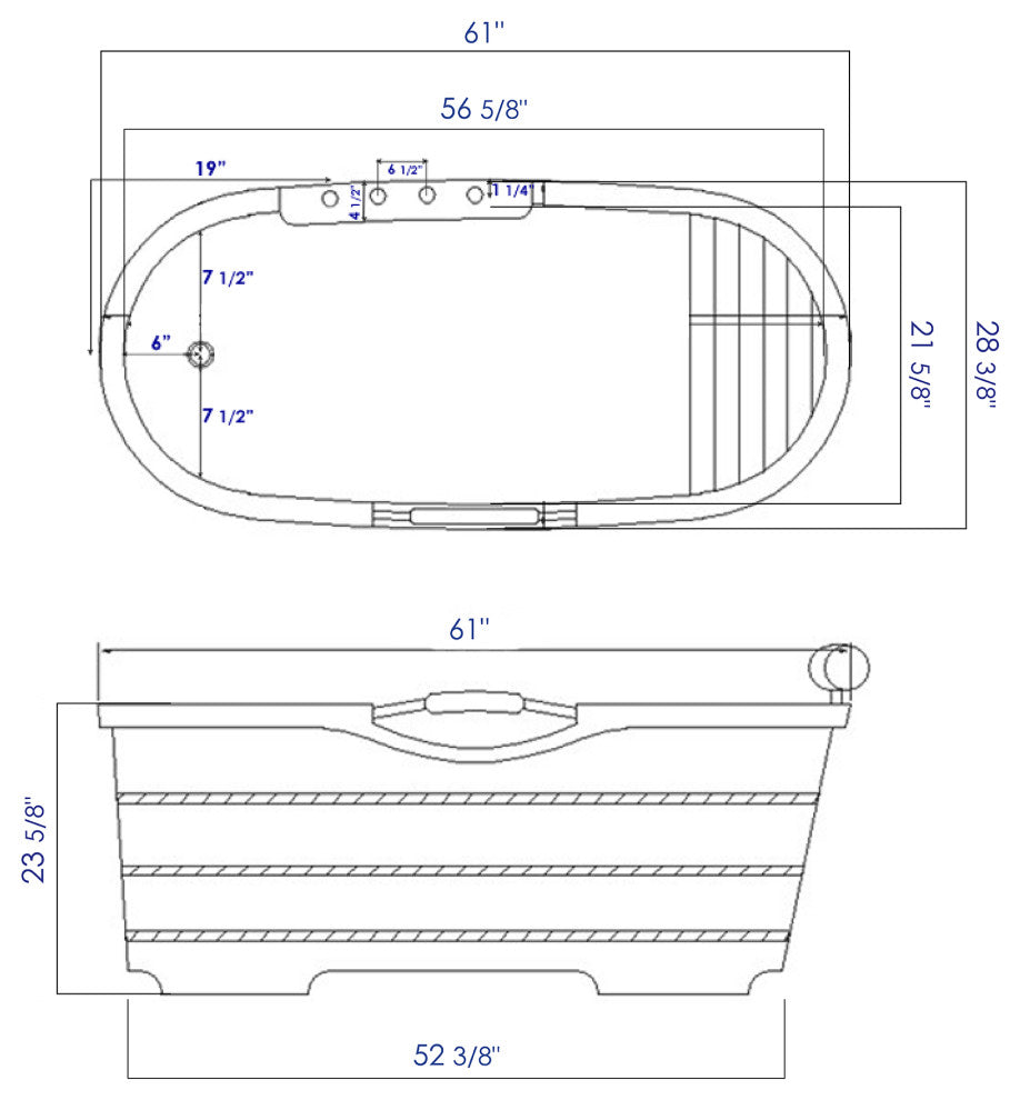 61" Free Standing Cedar Wood Bath Tub With Chrome Tub Filler