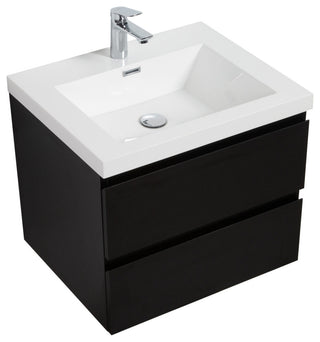 Aurora Wall Mount Vanity, White Acrylic Top, Matte Midnight Black, 30"