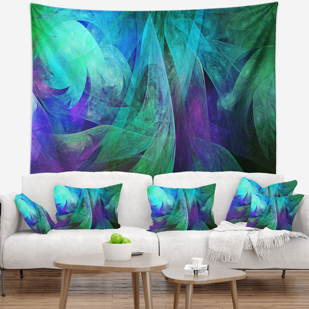 Green Fractal Abstract Pattern Abstract Wall Tapestry, 60"x50"