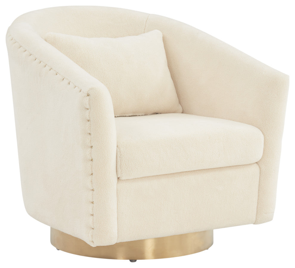 Safavieh Couture Clara Quilted Swivel Tub Chair, Ivory
