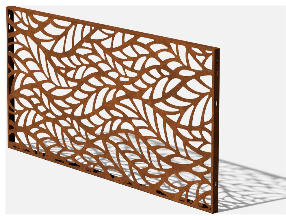 Alta Corten Steel Decorative Screen Panel, Flowleaf