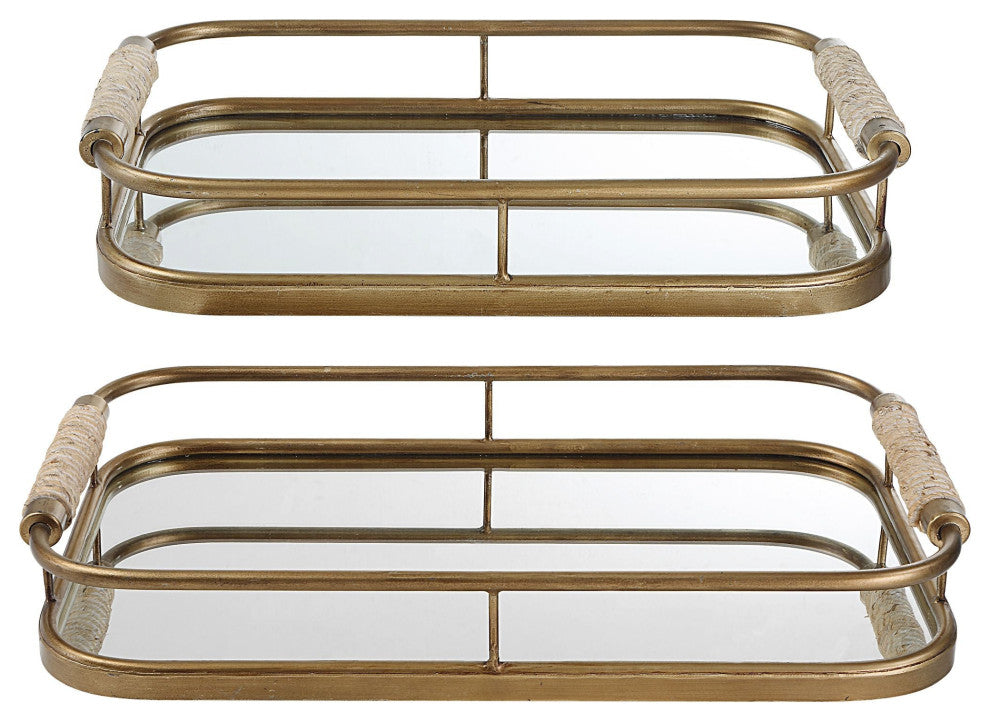 Uttermost Rosea Brushed Gold Trays, Set of 2